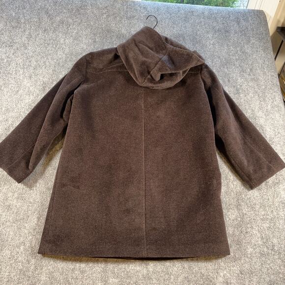 Jones New York Brown Wool Angora Coat Hooded Front Buttons Size 12P - Picture 3 of 11